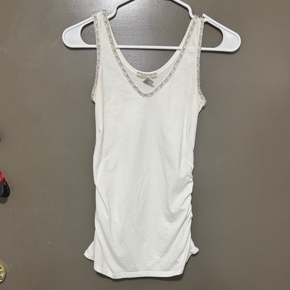 Maurices White Tank Top with Silver Trim